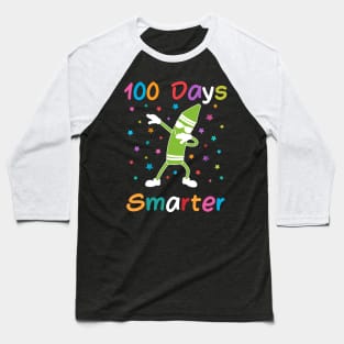 100 Days Smarter 100th Day of School Dabbing Crayon Baseball T-Shirt